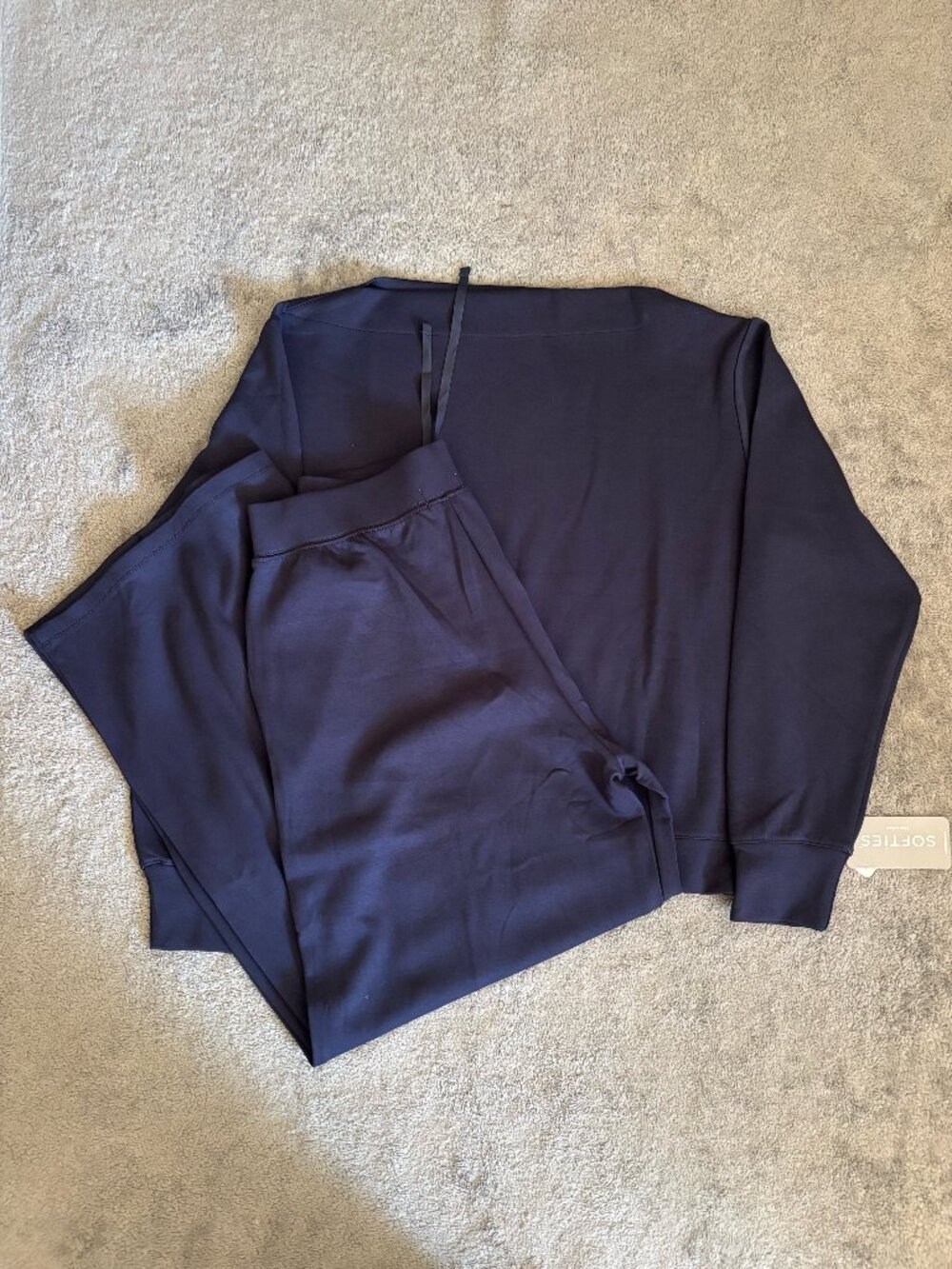 NWT Softies DreamTech Boat Neck Pintuck Pant Set Plus 2X/3X Midnight